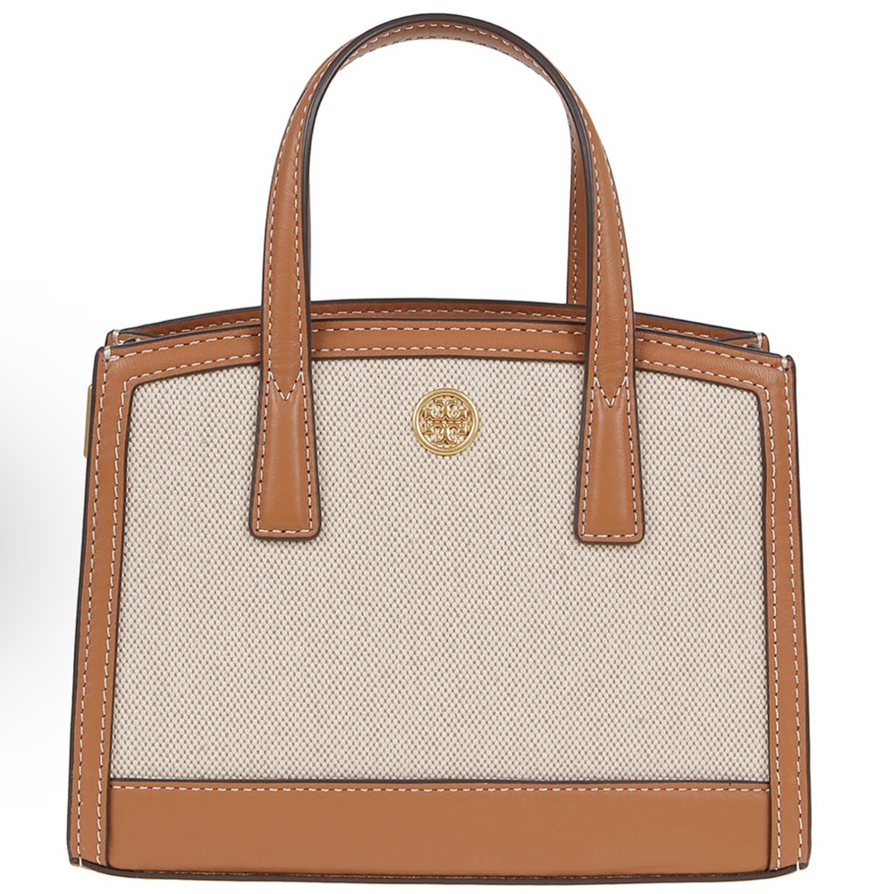 TORY BURCH Walker Natural Canvas Satchel Bag